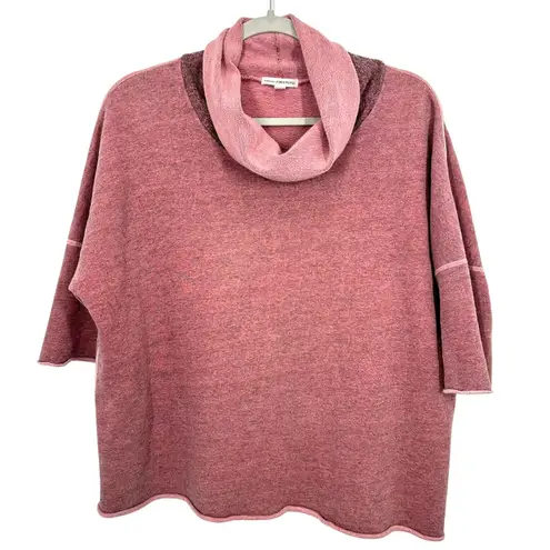 James Perse Cowl Neck Oversized 3/4 Sleeve Heathered Rose Pullover Sweatshirt