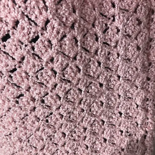 Vintage Handmade Crochet Knit Blouse Light Pink Medium