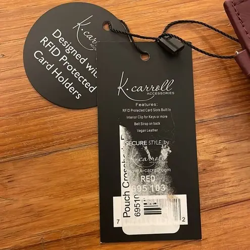 K. Carroll Accessories Red Crossbody Pouch Purse RFID Protection Travel NEW