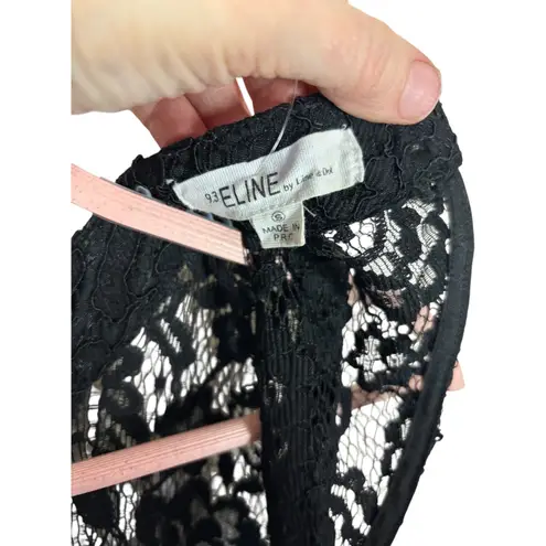 93 ELINE Line & Dot Black Lace Mock Neck Backless Jumpsuit Womens Size S Gothic