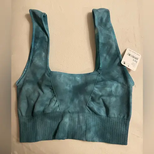 Free People NWT  Good Karma Sports Bra Tie Dye Teal Size M/L