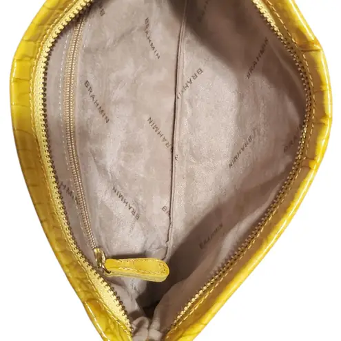 Brahmin Yellow Crocodile Embossed Wristlet Clutch