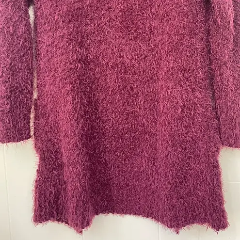 Love Tree  Burgundy Fuzzy Open Front Long Length Cardigan ~ Women’s Size S