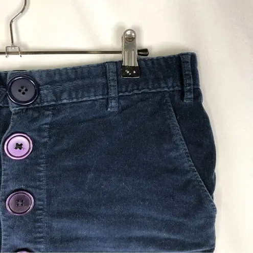 Vintage Y2K Mambo Navy Blue Purple Button Corduroy Micro Mini Skirt 8
