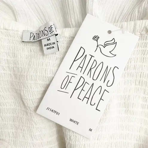 Patrons of Peace NWT Tie Front White Peplum Tank Boho Festival Top Size Medium