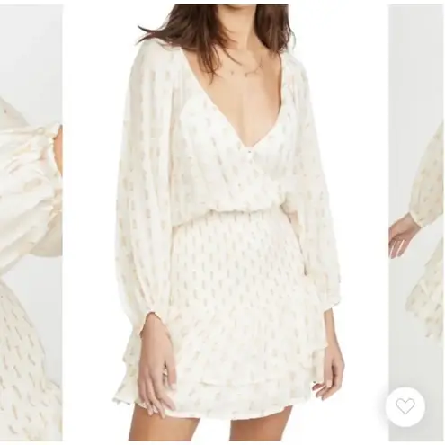 Suboo Australian Shirred Mae tiered metallic mini dress White Size M