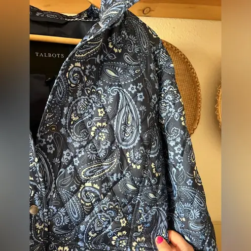 Talbots Like new  QUILTED PAISLEY puffer JACKET blue size Medium