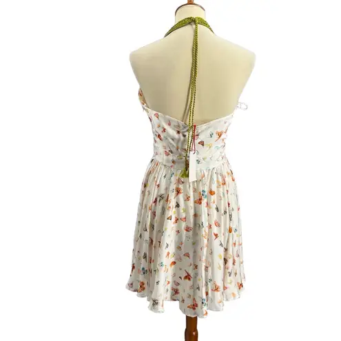 My Beachy Side Mini Dress Butterfly Halter Cutout Front Beaded Neck White M New Size M