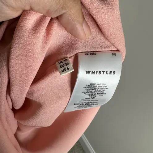 Whistles pale pink Amber ruffle tiered chiffon midi dress sz 6 US wedding guest