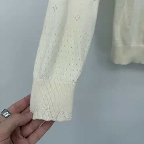 Lauren Conrad Cream Eyelet Sweater Dainty Sweater Size XS Coquette Cotton