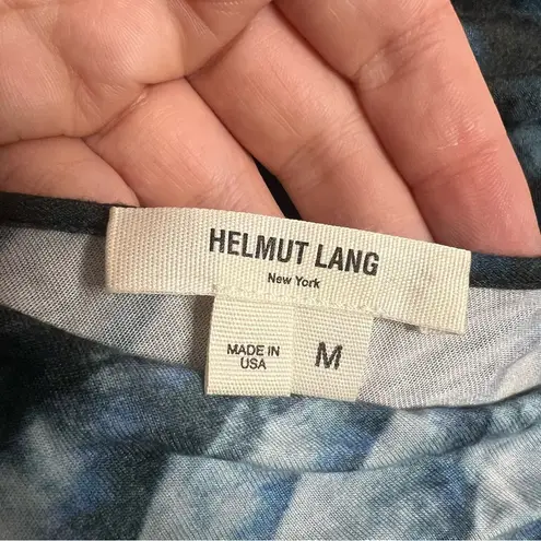 Helmut Lang  Draped Bird Print Asymmetric Dress Blue Grey Sz M thumbnail 5