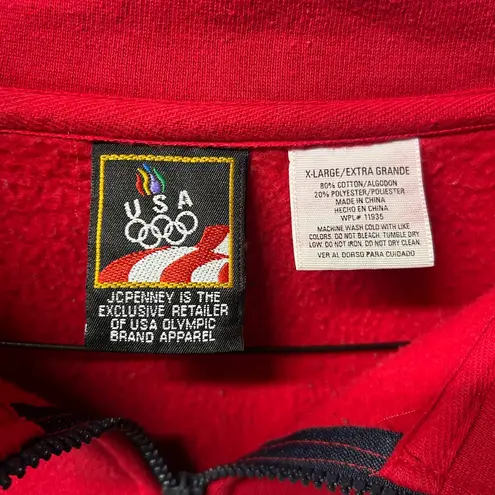 Vintage USA Olympic Games JC Penny Colorblock 1/4 Zip Pullover Sweatshirt XL Red