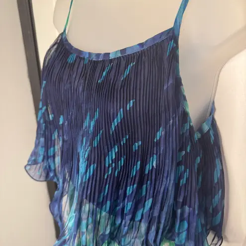 Audrey Ann Blue Green Watercolor Maxi Sundress Dress