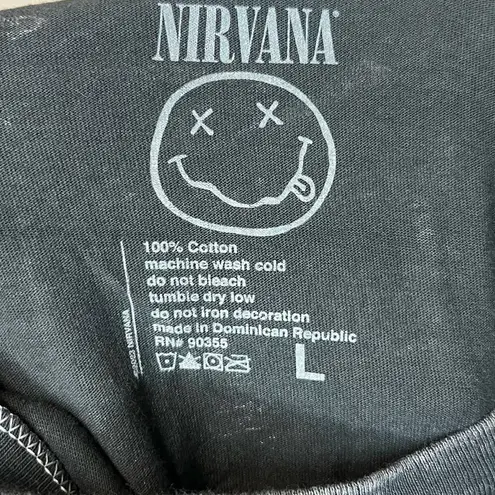 Nirvana  Graphic Band Tee L Multicolor Acid Wash Unisex Cotton Casual Logo