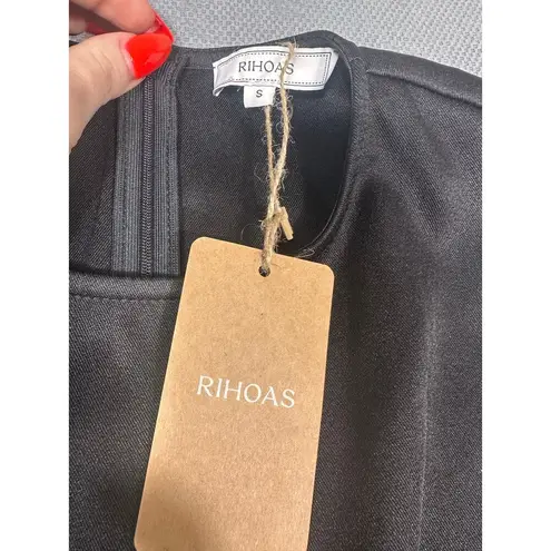 RIHOAS Black Sleeveless Dress with White Pleated Hem Size Small NWT