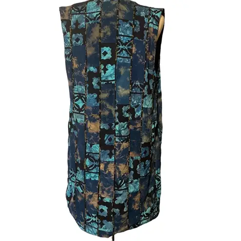 Soulmates blue black open front vest fabric bobble button size medium