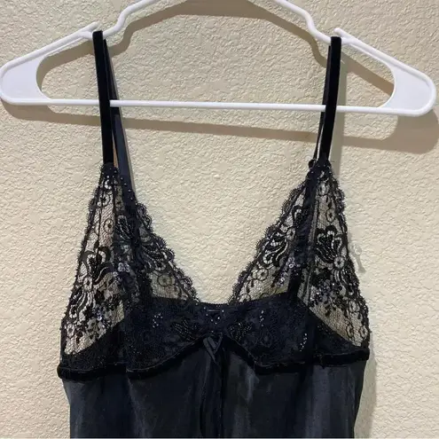 MISS NAORY of Italy Black Silk Blend Beaded Lingerie Slip US Size Small