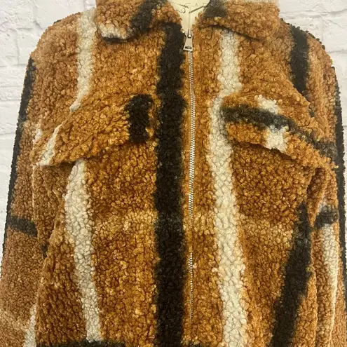 Stoosh Plaid Teddy Zip Up Coat - Size Medium