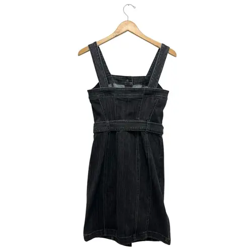 White House | Black Market  Denim Button Front Belted Tie Waist Sleeveless Dress 2