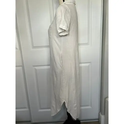 Maeve Anthropologie Dress XS White Textured Button Down Midi Shirt Dress