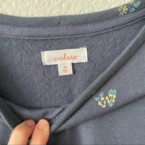 Colsie Blue Floral Crop Top Sweatshirt NWT Size Medium