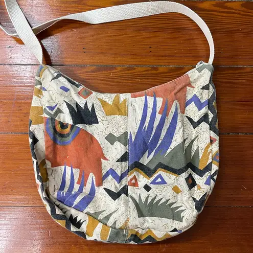 Colorful Canvas Crossbody Bag Southwest Desert Scene Print Boho Sling Orange