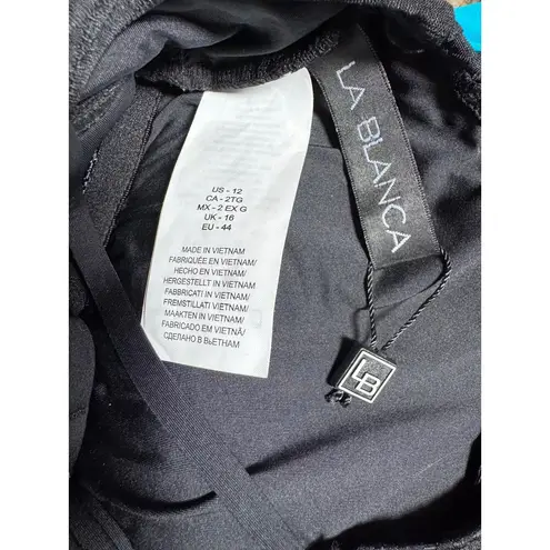 La Blanca  Fluid Lines High Neck Midline Bra Top -Black size 12 $89.00 (New)