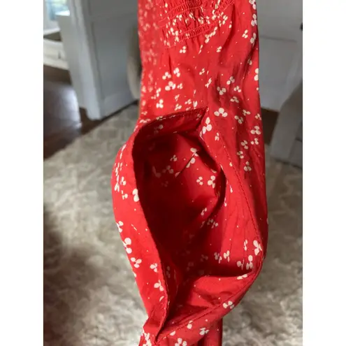 Everlane  Smocked Maxi Dress Pockets Cottagecore Red Ditsy Floral Cotton XL Trend