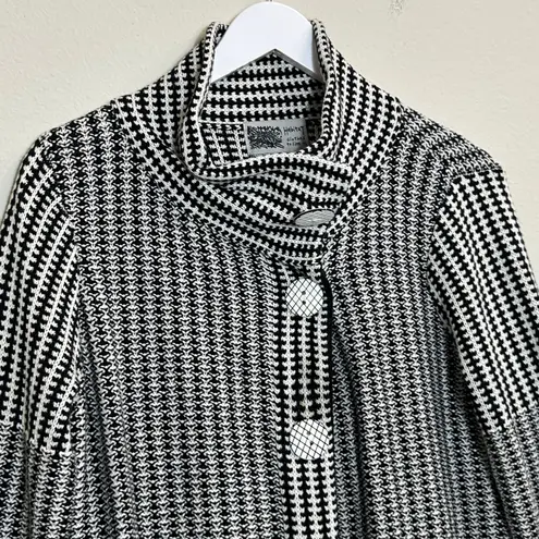 Habitat Cardigan Jacket Sz Small Black White Houndstooth Crocket Knit Lagenlook - Image 11