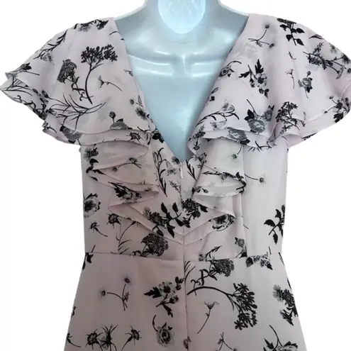 Aidan Mattox pink floral High Low Ruffled Chiffon dress size 0