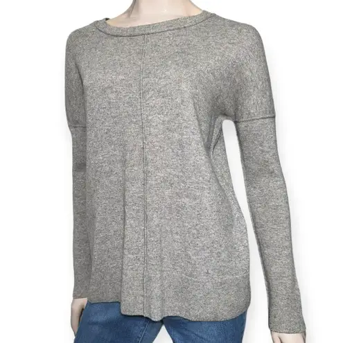 Mantovani Studio Size S Heather Grey Italian Cashmere Knit Drop Shoulder Sweater Gray
