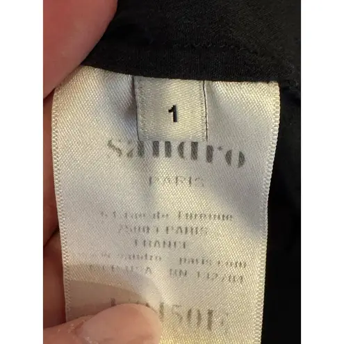 Sandro Shirt Women Small Black Sheer Bodice Lace Detail Top Whimsigoth Gothic