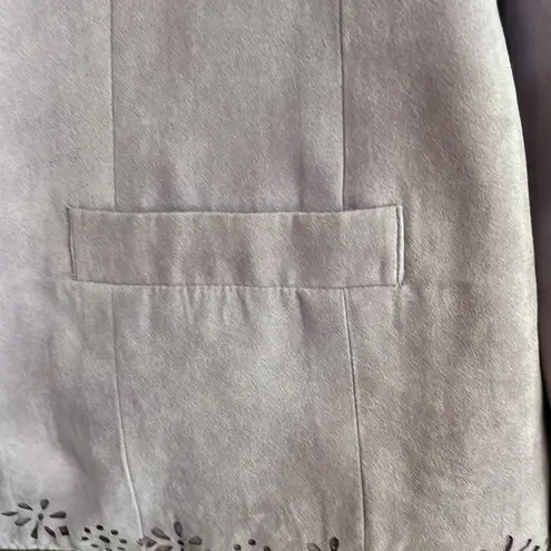 Alfred Dunner Women's Size 8 Open Front Blazer Purple Lilac Faux Suede