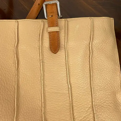 Tusk Nude Leather Luxury Shoulder Handbag with Brown Double Handle Two Tone