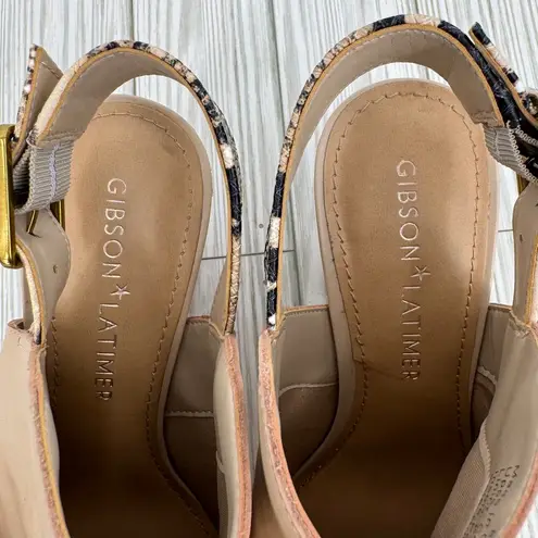 Gibson Latimer  slingback snakeskin cow leather block heel ankle boots tan black