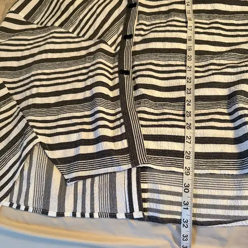 Ali Miles Women Sz XL Black White Stripe Minimalist Long Tunic Top Crinkle Artsy