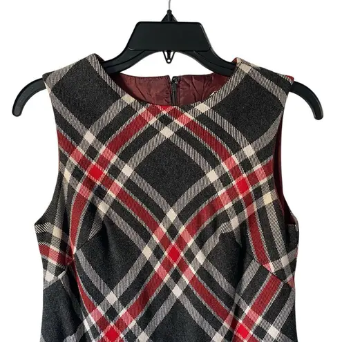 Vintage Jerell of Texas 70s Plaid Sleeveless Dress Gray Red Accents Mod Retro