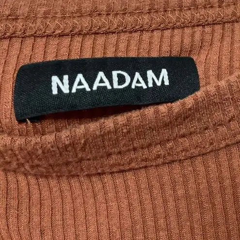 Naadam Ribbed Lightweight Cropped Top Tee Cashmere Blend Short Sleeves Size S