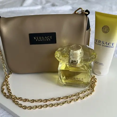 Versace Parfums Gold Clutch
Shoulder Crossbody Handbag  Gold Matte Bag