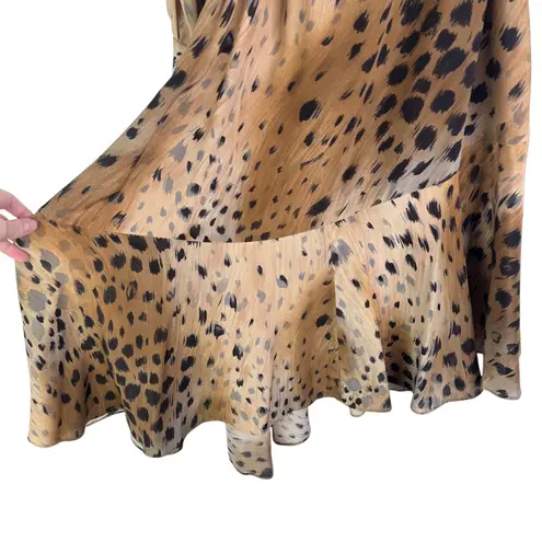 Lafayette 148 Delancy Agave Leopard-print Silk Midi Dress Animal Print XS XSmall