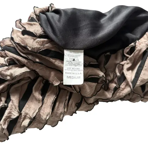 DGNY Strapless Ruffle Mini Dress Size M Brown Black Print cocktail Party formal Size M