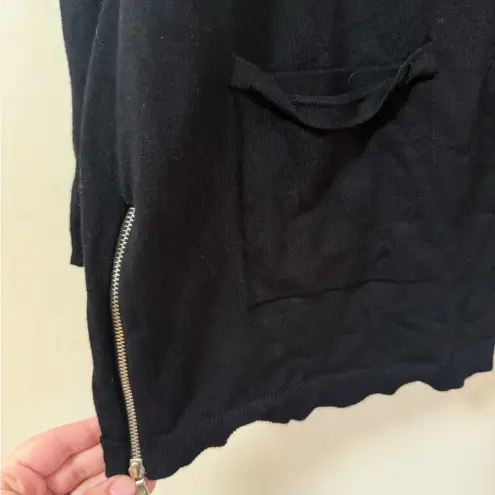 Alfani  Black Cardigan with zipper detail and faux leather elbow patches- Small