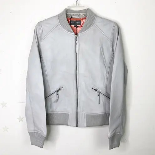 Michael Stars grey leather Moto jacket