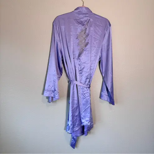 Savage X Fenty Lavender Purple Satin Lighting Bolt Robe Womens XL Bathrobe Lace