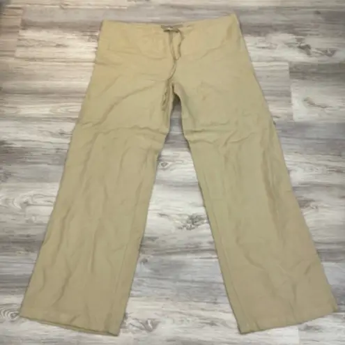 Streetwear Society 55% Linen Tan Drawstring Wide Leg Women’s Pants Size Medium