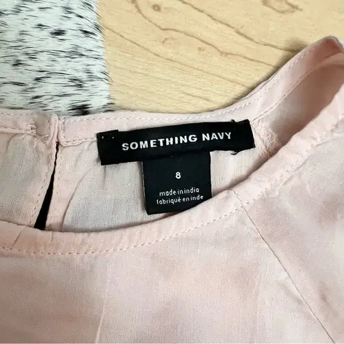 Something Navy Blush Pink Mini Dress Ruffle Hem Size 8 NWT