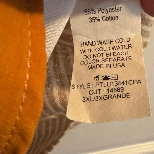 CES FEMME Contrast Polka Dot Blouse Top in Golden Yellow Size 3X New w/o Tag