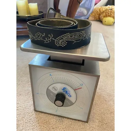 Set Of 2 Faux Leather Belts Size 7 Cowgirl Studded Embroidered Embellished Black