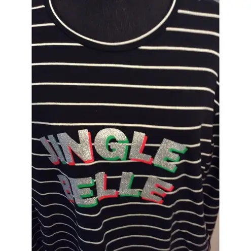 Ellen Tracy XL Striped Jingle Belle Long Sleeve Top Christmas