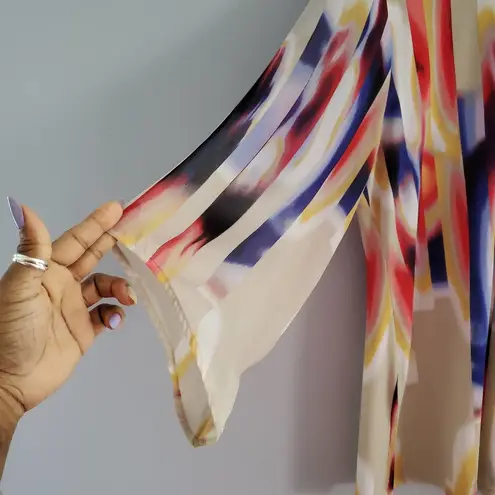 JM Collection Petite Colorful Color Block Top L